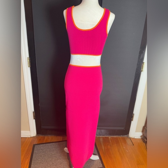 SOLID & STRIPED Bailey Dress in Shocking Pink & Clementine - NWOT - Picture 3 of 7